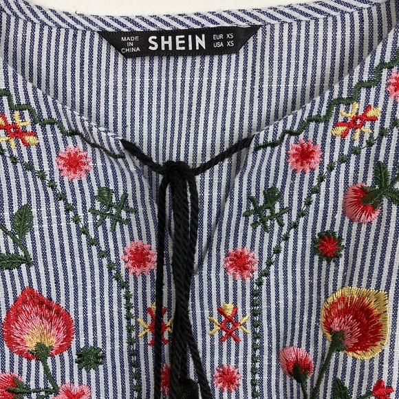 Modest Blue Chambray Embroidered Maxi Dress - Picture 2 of 13